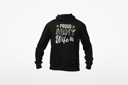 Proud Army Wife Hoodie | Military Spouse Patriotic Apparel | Army Gift
