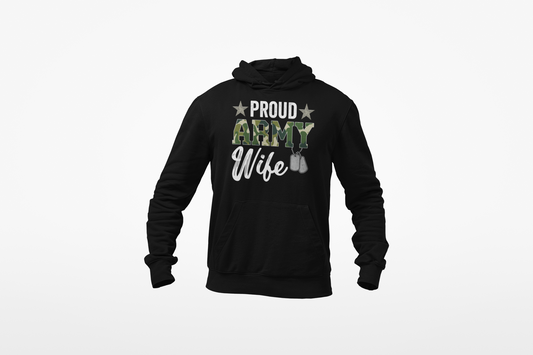 Proud Army Wife Hoodie | Military Spouse Patriotic Apparel | Army Gift