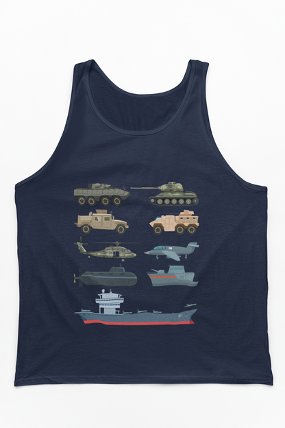 Military Vehicles Tank Top | Tanks Planes Helicopters Ships | Patriotic Gift