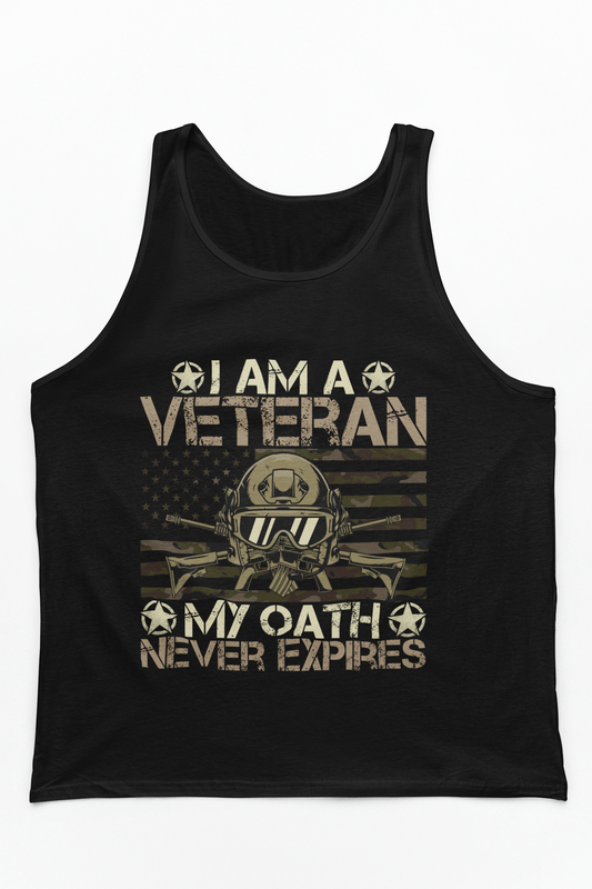 Veteran Tank Top - "I Am A Veteran, My Oath Never Expires" Patriotic Military Tank