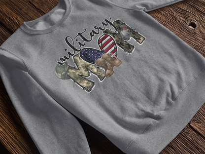 Military Mom Sweatshirt | Patriotic Camo Heart & Boots | Military Family Gift
