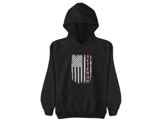 Women Veteran Hoodie | Distressed Flag Patriotic Apparel | Military Gift