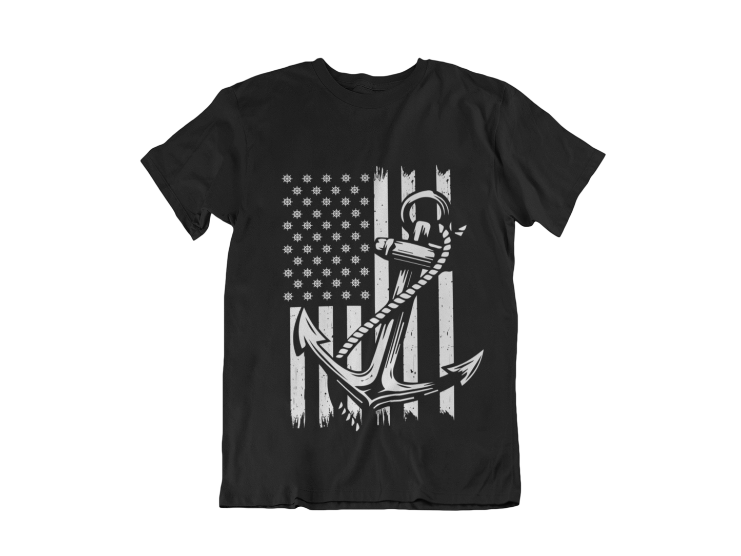 Navy Anchor T-Shirt | Nautical Distressed American Flag | Sailor Veteran Gift