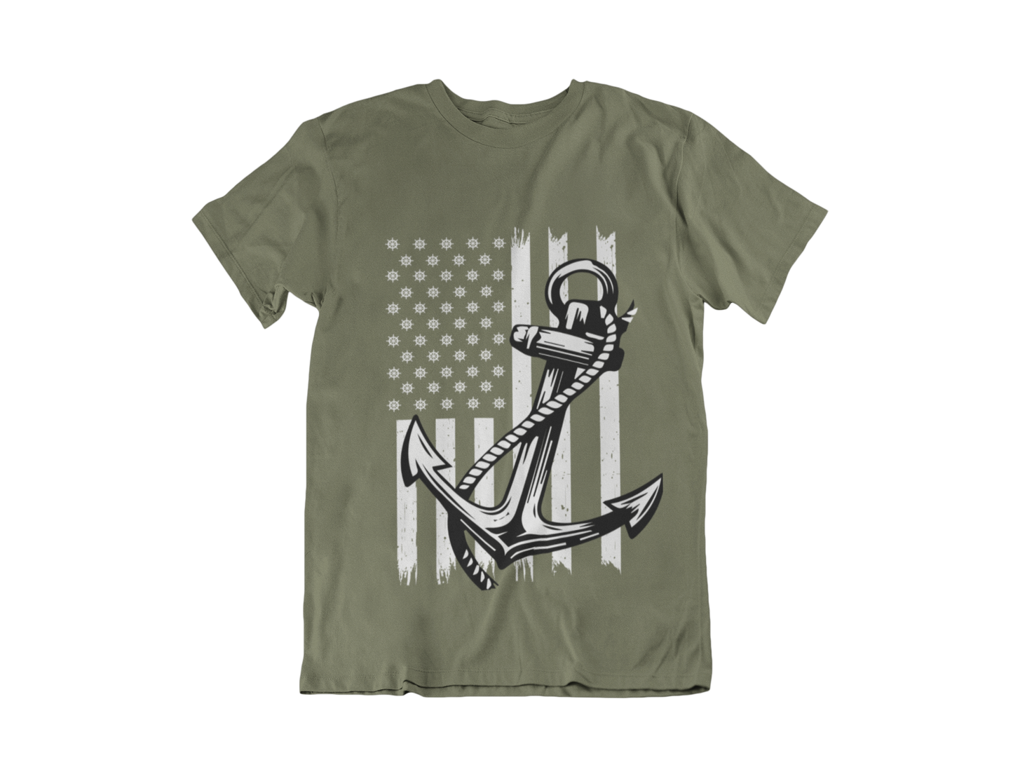 Navy Anchor T-Shirt | Nautical Distressed American Flag | Sailor Veteran Gift