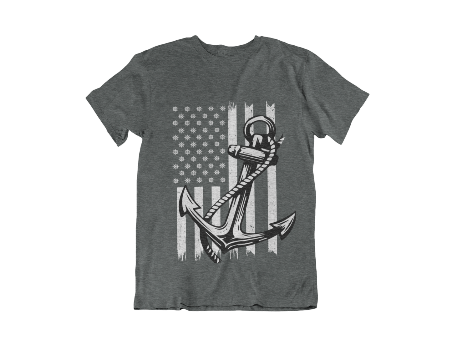 Navy Anchor T-Shirt | Nautical Distressed American Flag | Sailor Veteran Gift