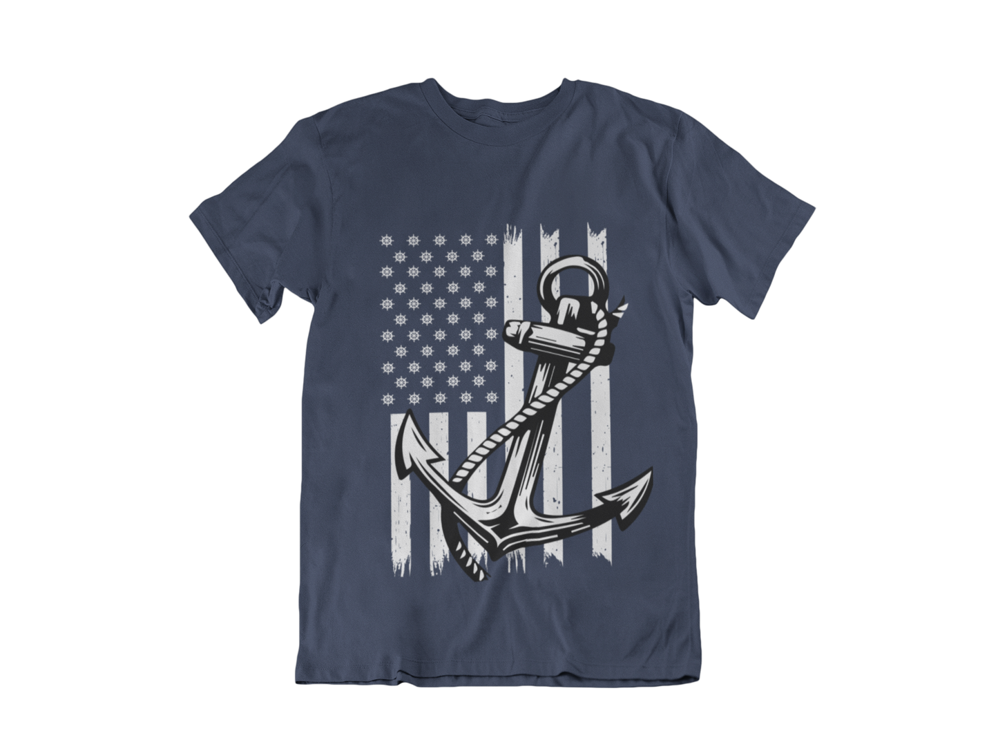 Navy Anchor T-Shirt | Nautical Distressed American Flag | Sailor Veteran Gift