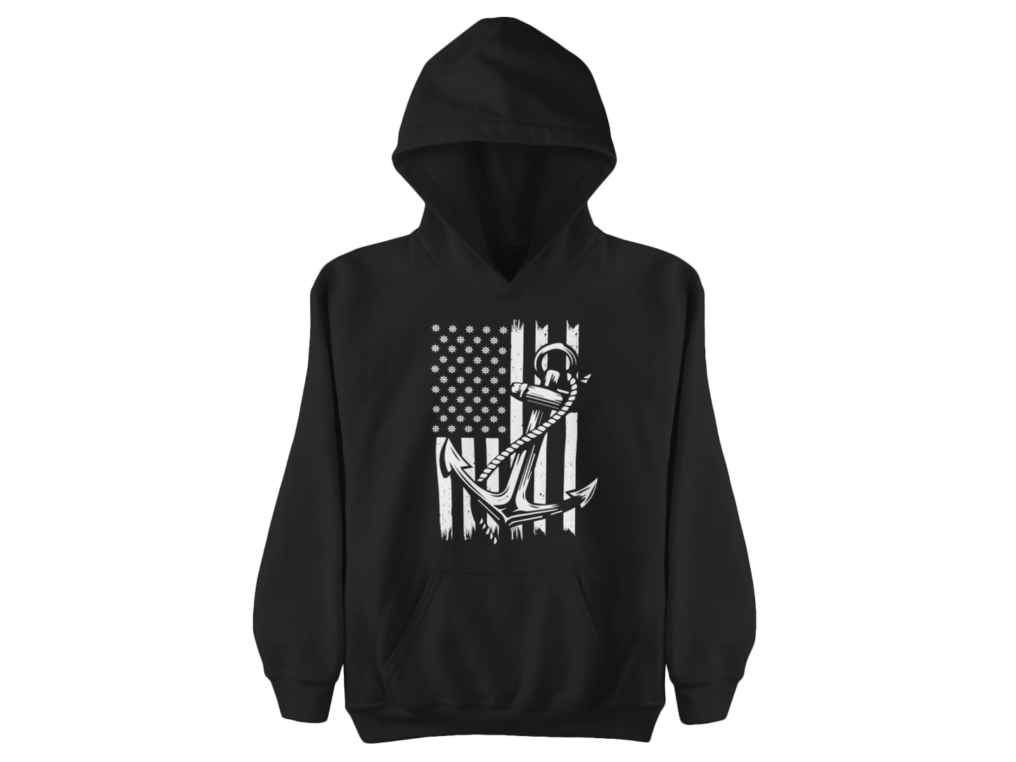 Navy Anchor Hoodie | Distressed American Flag | Sailor Veteran Gift | Nautical Patriotic Pullover