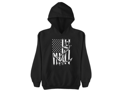 Navy Anchor Hoodie | Distressed American Flag | Sailor Veteran Gift | Nautical Patriotic Pullover