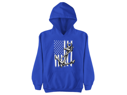 Navy Anchor Hoodie | Distressed American Flag | Sailor Veteran Gift | Nautical Patriotic Pullover