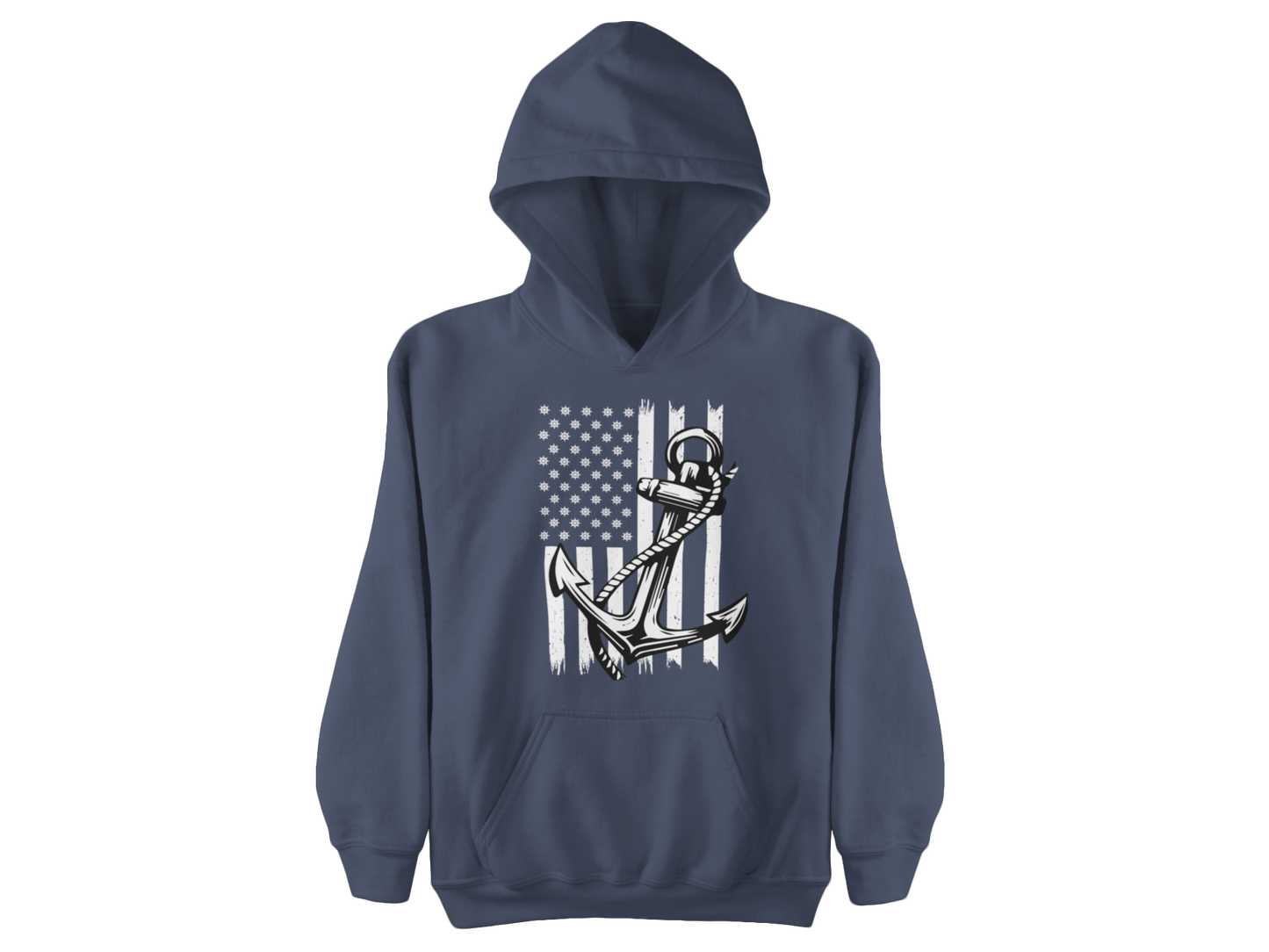 Navy Anchor Hoodie | Distressed American Flag | Sailor Veteran Gift | Nautical Patriotic Pullover