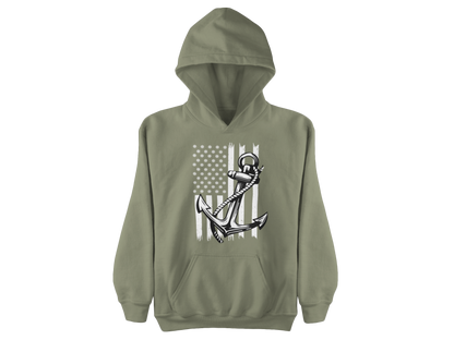 Navy Anchor Hoodie | Distressed American Flag | Sailor Veteran Gift | Nautical Patriotic Pullover