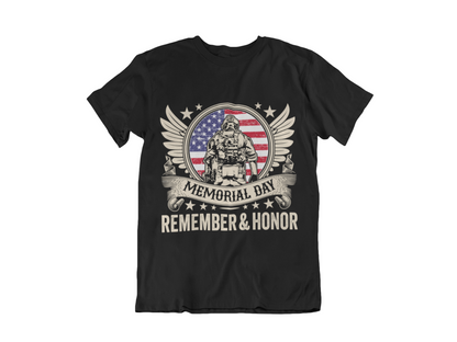Memorial Day T-Shirt – Remember & Honor American Flag Soldier Design