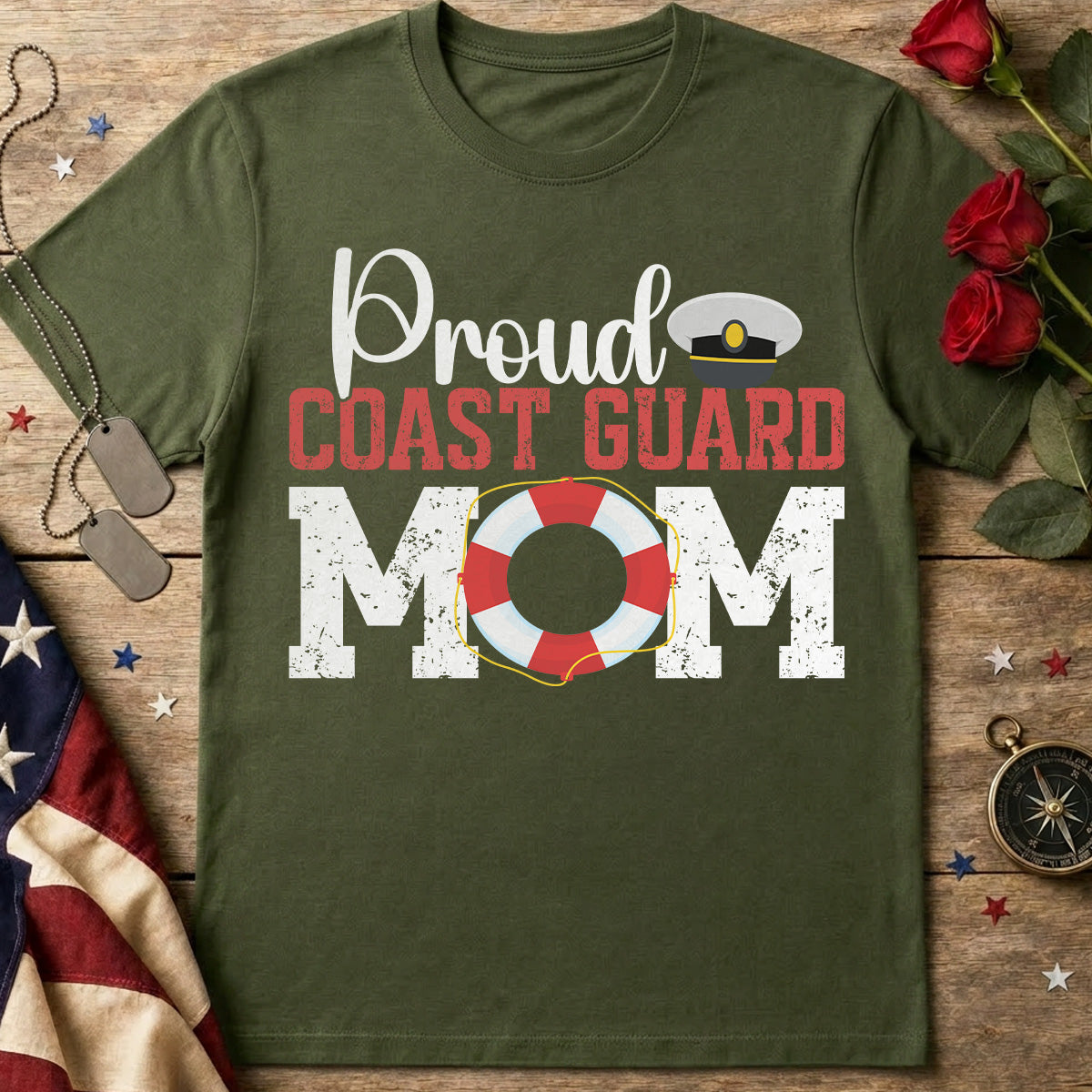 Proud Coast Guard Mom T‑Shirt — Military Mom Lifesaver Tee