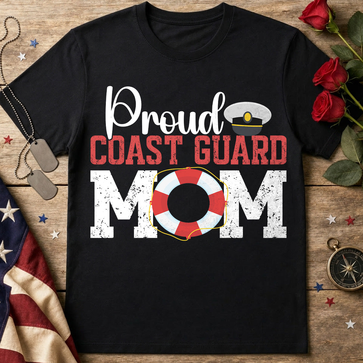 Proud Coast Guard Mom T‑Shirt — Military Mom Lifesaver Tee
