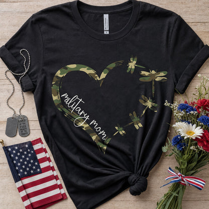 Military Mom Camo Heart T-Shirt