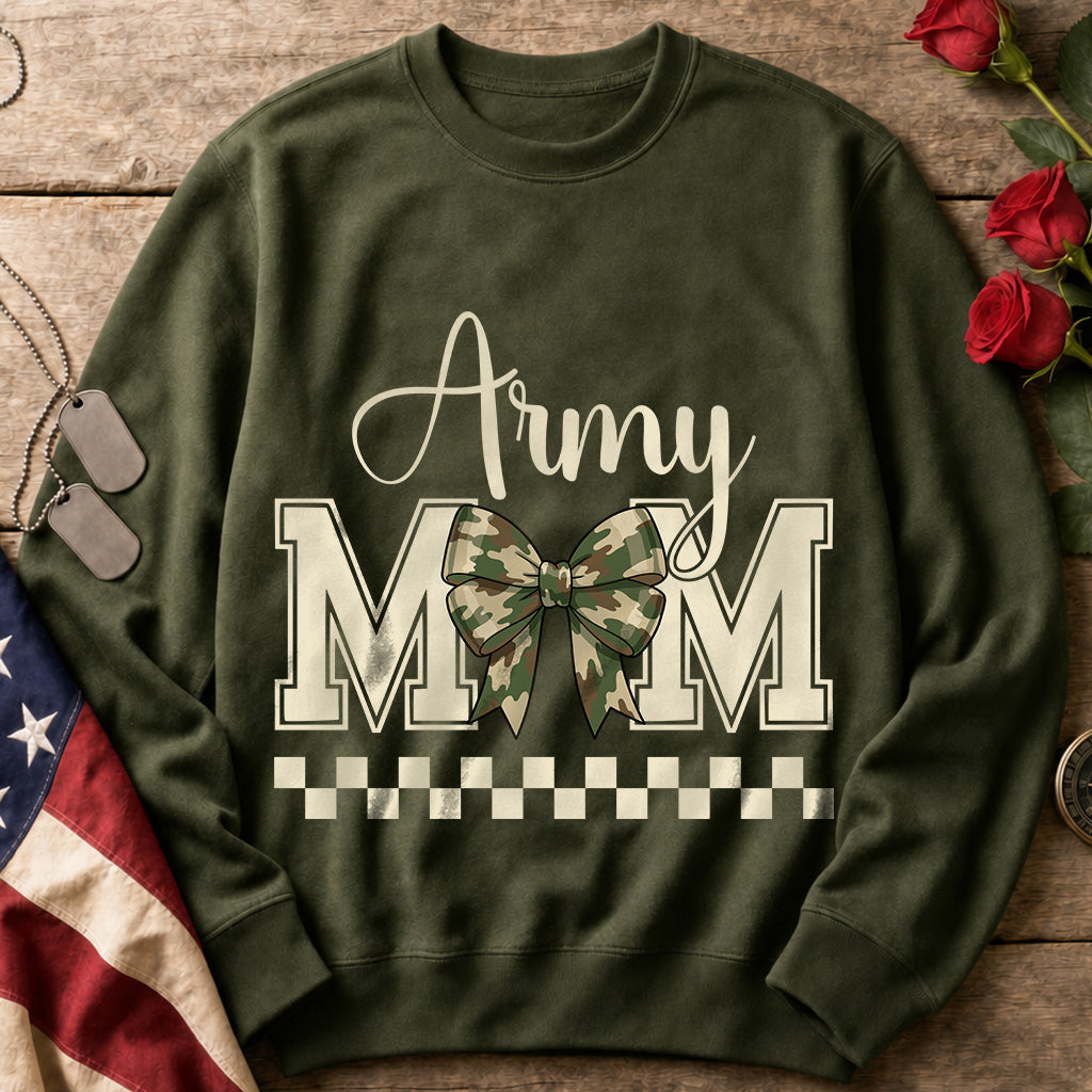 Army Mom Camo Bow Crewneck Sweatshirt