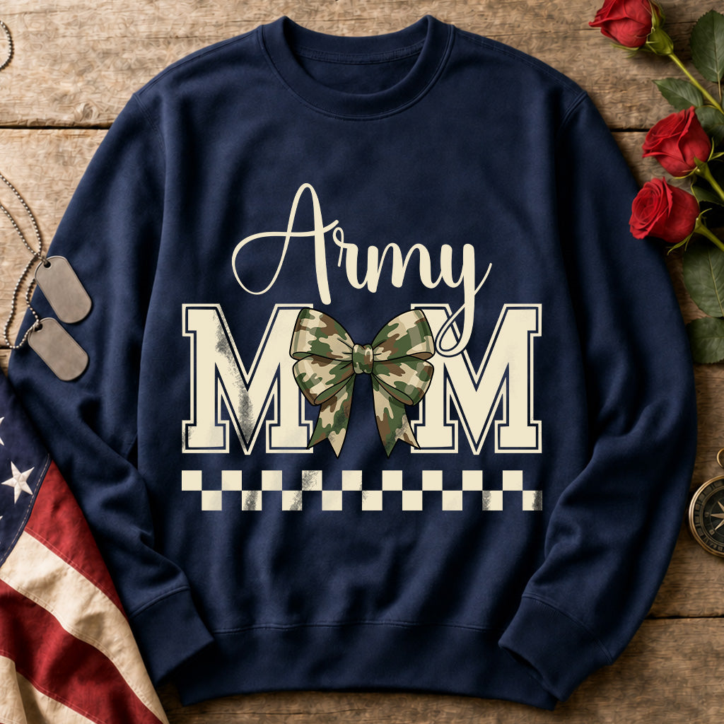 Army Mom Camo Bow Crewneck Sweatshirt