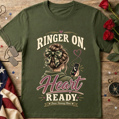 Ringer On Heart Ready Basic Training Mom T-Shirt