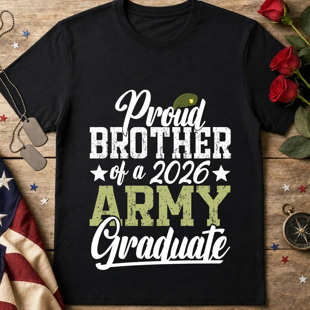 Proud Brother of a 2026 Army Graduate T-Shirt in black