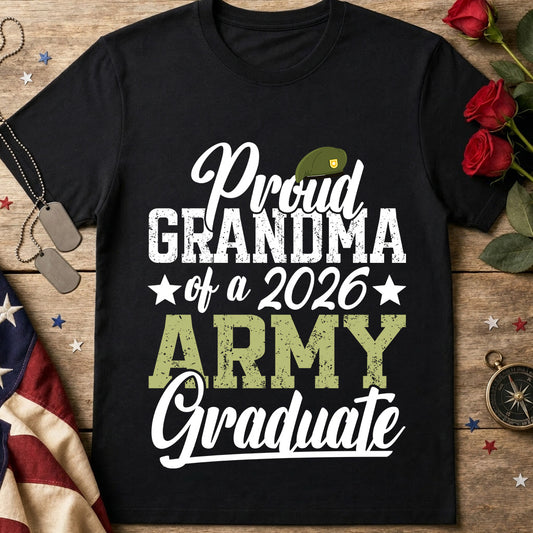 Proud Grandma of a 2026 Army Graduate T-Shirt in black
