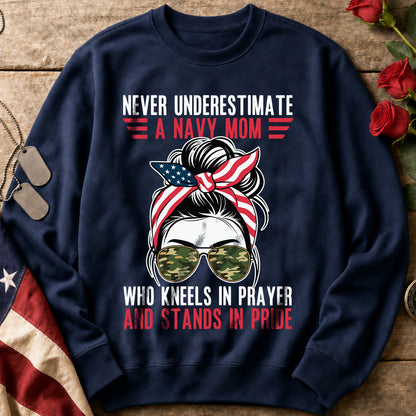 Never Underestimate a Navy Mom Sweatshirt