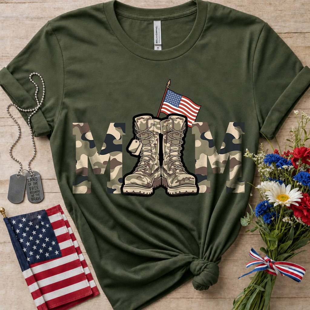 Military Mom Camo Boots T-Shirt