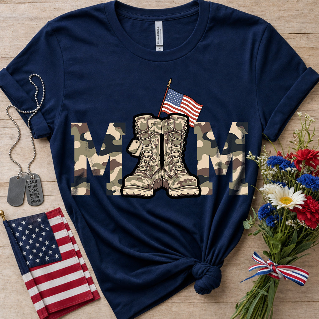 Military Mom Camo Boots T-Shirt