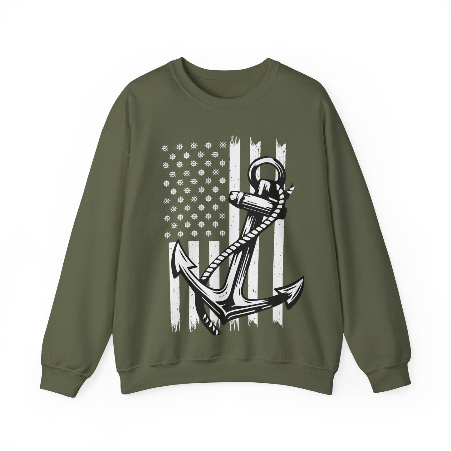 Navy Anchor Sweatshirt | Distressed American Flag | Sailor Veteran Gift Crewneck