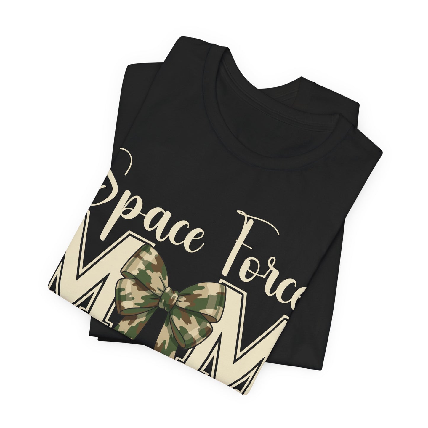 Space Force Mom T-Shirt — Camo Bow Military Pride Tee