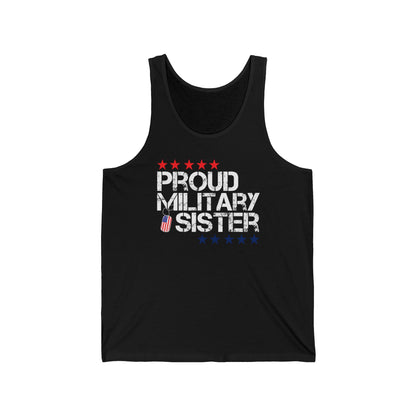 Proud Military Sister Tank Top | Patriotic Flag Design | Military Family Gift