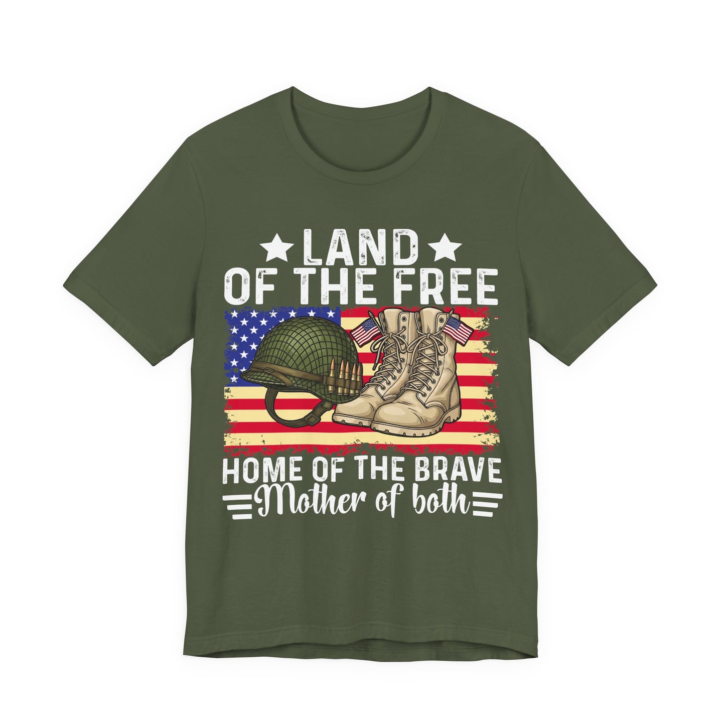 Military Mom Tee — "Land of the Free, Home of the Brave" Patriotic T-Shirt