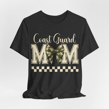 Coast Guard Mom T-Shirt — Camo Ribbon Military Support Tee