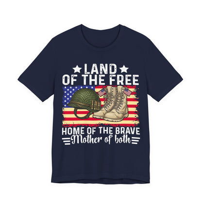 Military Mom Tee — "Land of the Free, Home of the Brave" Patriotic T-Shirt