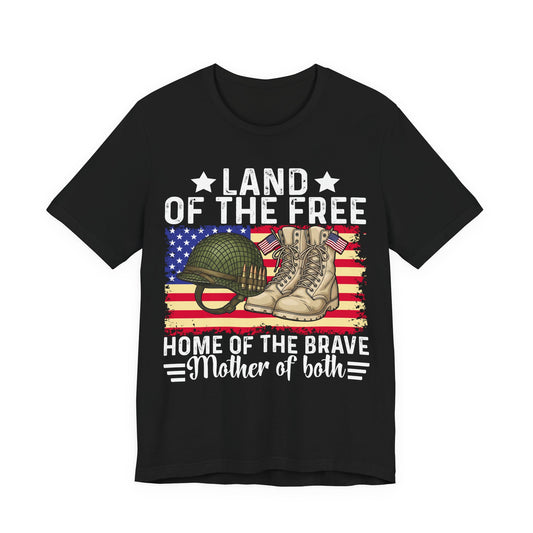 Military Mom Tee — "Land of the Free, Home of the Brave" Patriotic T-Shirt