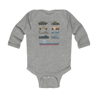 Military Vehicles Baby Onesie | Tanks Planes Ships Infant Bodysuit