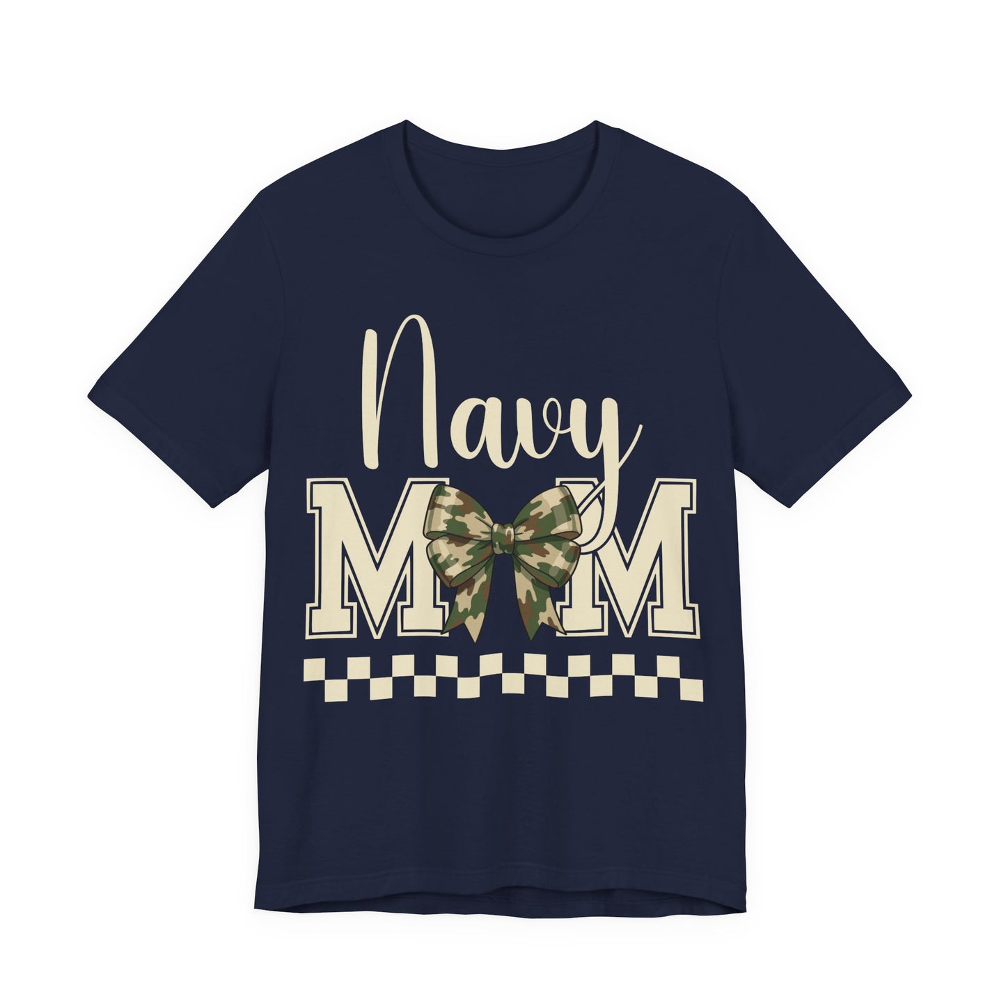 Navy Mom T‑Shirt with Camo Bow — Military Mom Gift