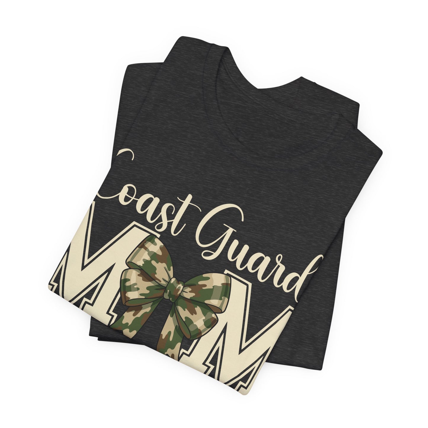 Coast Guard Mom T-Shirt — Camo Ribbon Military Support Tee