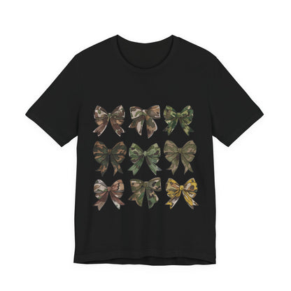 Military Mom Tee — Women's Rustic Camouflage Bow Graphic T-Shirt