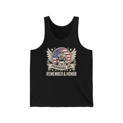 Memorial Day Tank Top - 'Remember & Honor' American Flag Military Tribute