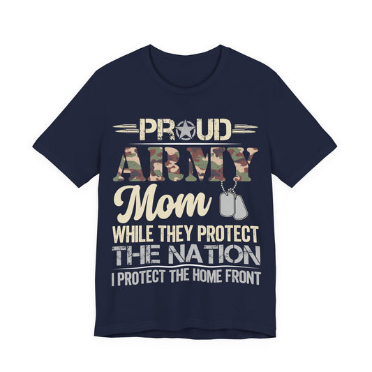 Army Mom T-Shirt – "Proud Army Mom" Military Dog Tags Camouflage Tee