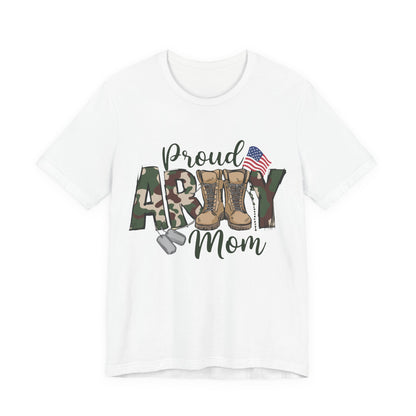Proud Army Mom T-Shirt — Camouflage Boots & Flag Military Mom Tee