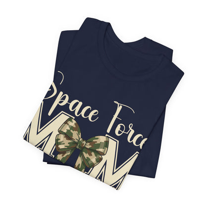 Space Force Mom T-Shirt — Camo Bow Military Pride Tee