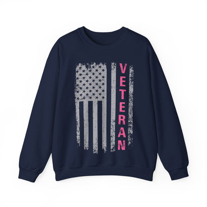 Women Veteran Sweatshirt | Distressed Flag Patriotic Apparel | Military Gift