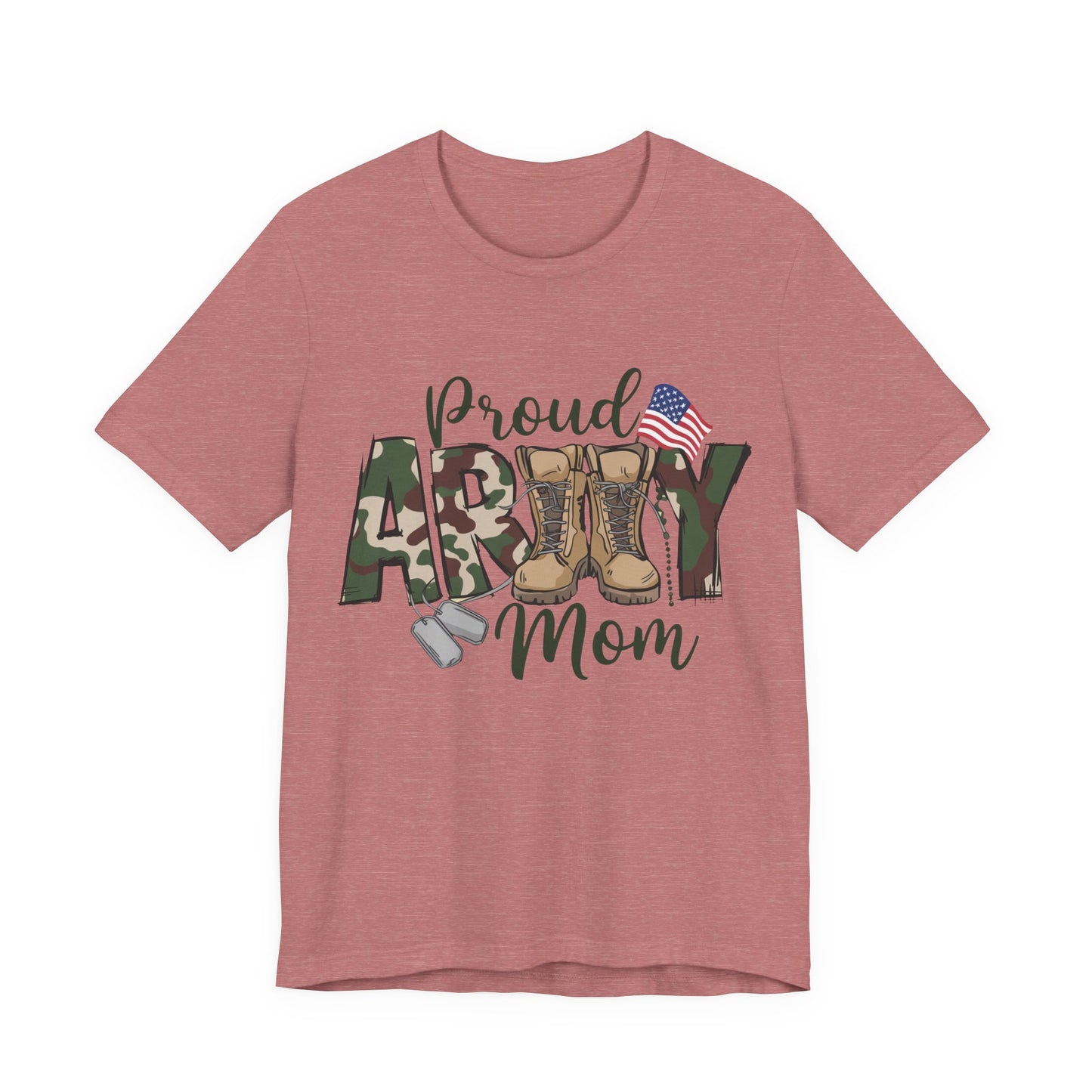 Proud Army Mom T-Shirt — Camouflage Boots & Flag Military Mom Tee