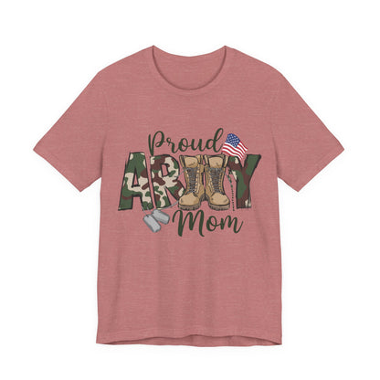 Proud Army Mom T-Shirt — Camouflage Boots & Flag Military Mom Tee