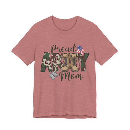 Proud Army Mom T-Shirt — Camouflage Boots & Flag Military Mom Tee