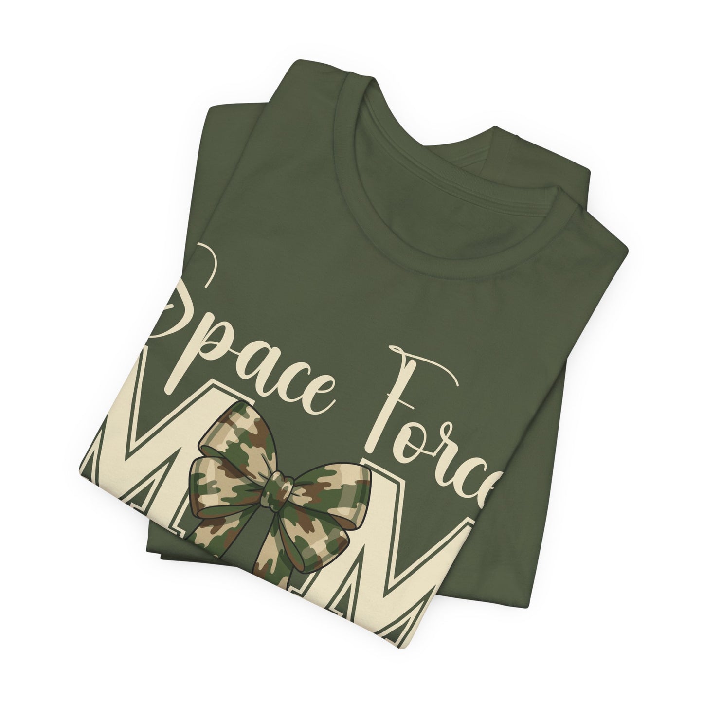 Space Force Mom T-Shirt — Camo Bow Military Pride Tee