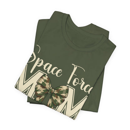 Space Force Mom T-Shirt — Camo Bow Military Pride Tee
