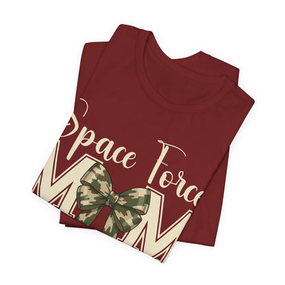 Space Force Mom T-Shirt — Camo Bow Military Pride Tee