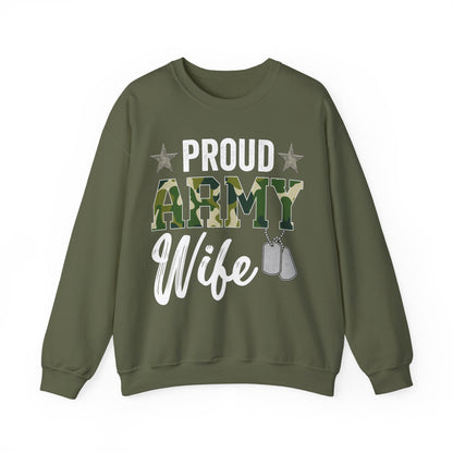 Proud Army Wife Sweatshirt | Military Spouse Patriotic Apparel | Army Gift